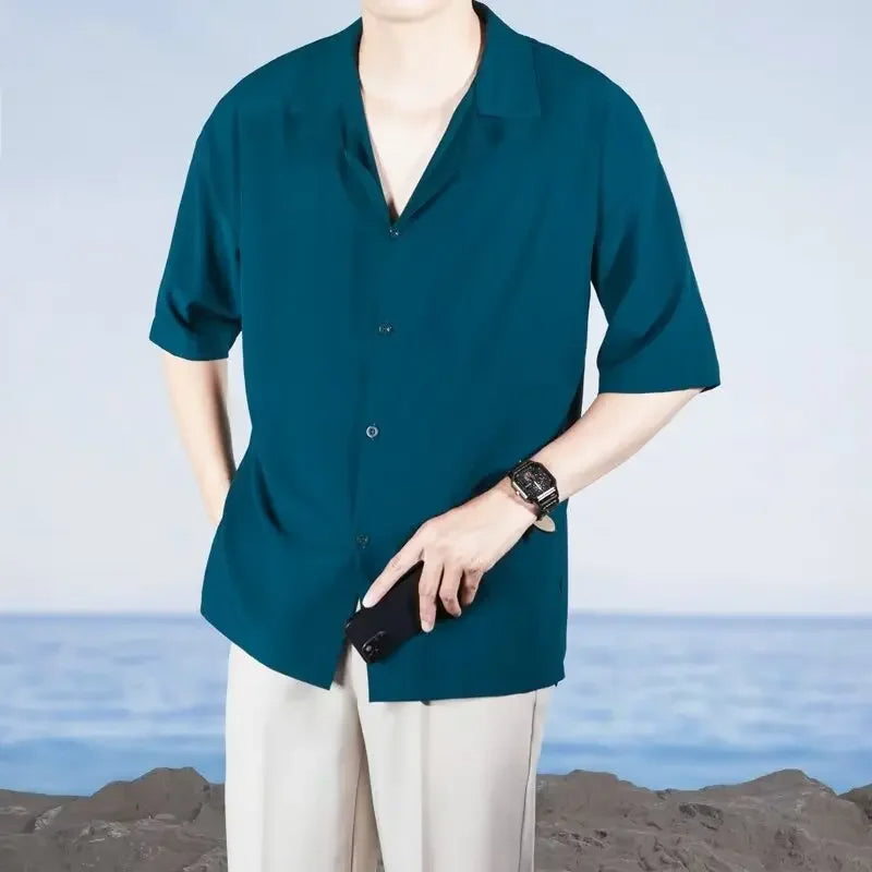 Camisa Masculina de Seda Premium