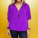 Blusinha Top Amara em Malha Elástica com Zíper