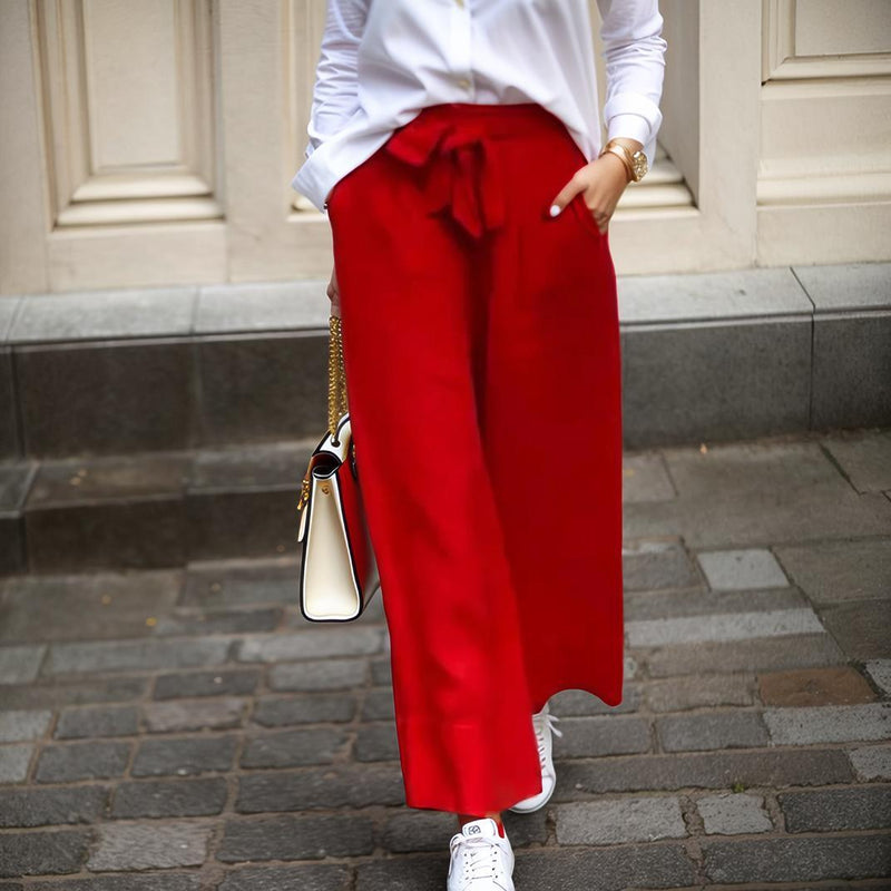 Calça Bella Verano em Linho de Algodão com Amarração Delicada