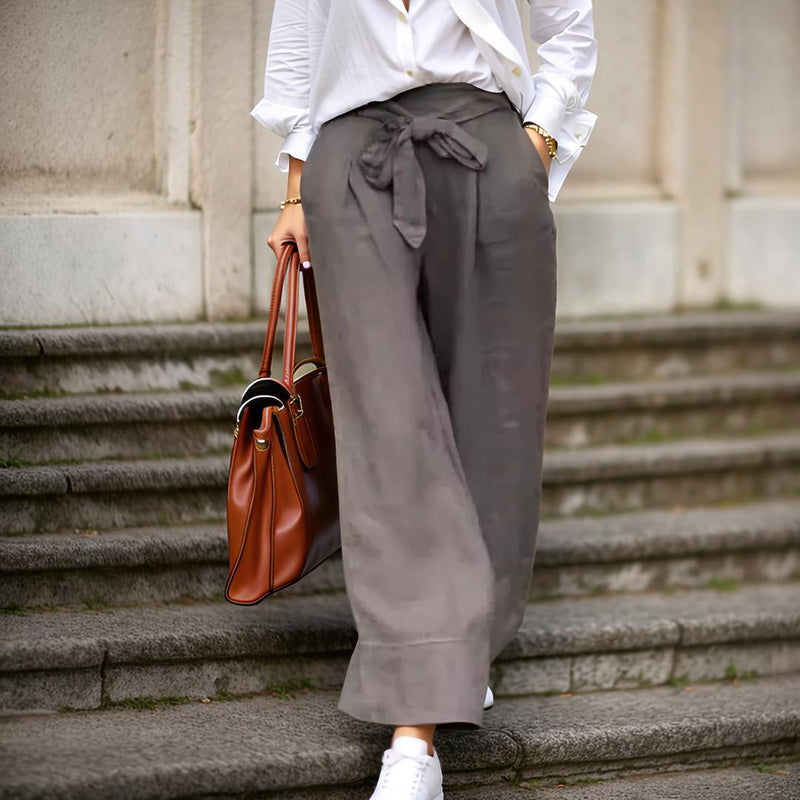 Calça Bella Verano em Linho de Algodão com Amarração Delicada
