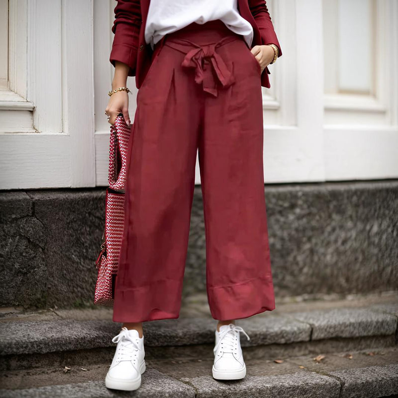 Calça Bella Verano em Linho de Algodão com Amarração Delicada