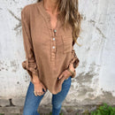 Camisa Benditta em Linho de Algodão com Botões Delicados e Manga Ajustável