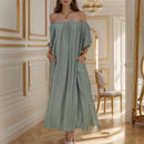 Vestido Caprice em Algodão Viscoso com Estilo Ombro a Ombro