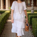 Vestido Cairo em Linho de Algodão com Babados e Caimento Leve