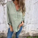 Camisa Benditta em Linho de Algodão com Botões Delicados e Manga Ajustável