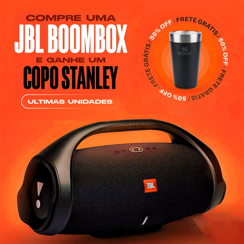 Caixa Boombox 2 a prova D'Água Bluetooth + Copo Térmico 473 ml