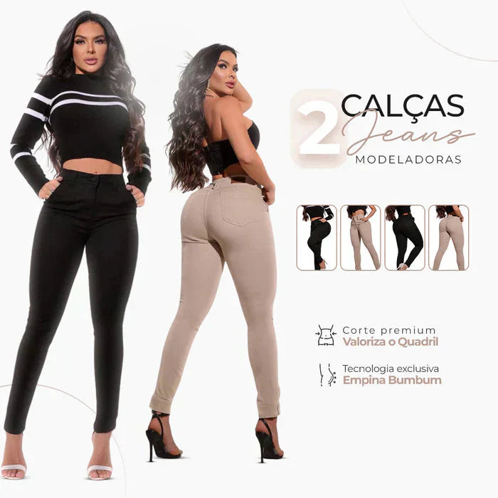 Kit 2 Calças Jeans Ultra Modeladoras - A Escolha das Famosas + Brinde Exclusivo